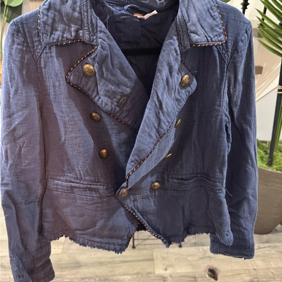 Free People Blue Double-Breasted Blazer - Picture 6 of 7